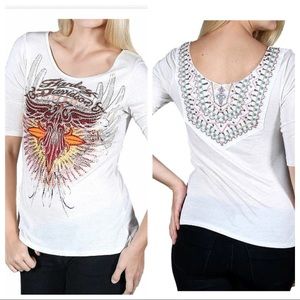 NWT! Harley-Davidson 3/4 colorful Winged tee